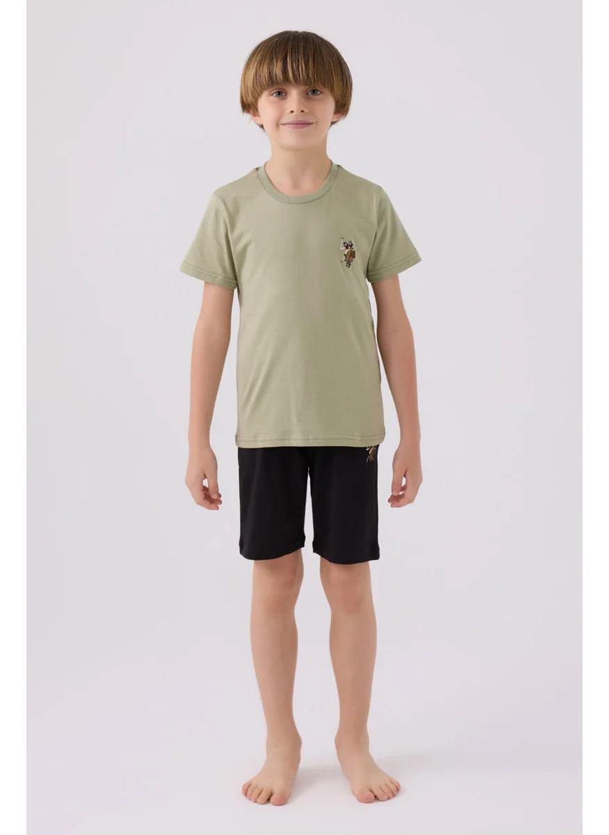 يو اس بولو اسن Light Blue Khaki Boys Bermuda Set