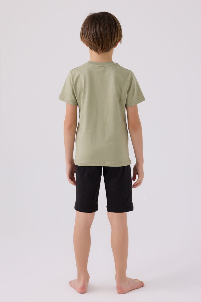 U.S. Polo Assn. طقم برمودا أولاد كاكي أزرق فاتح  - Image 5