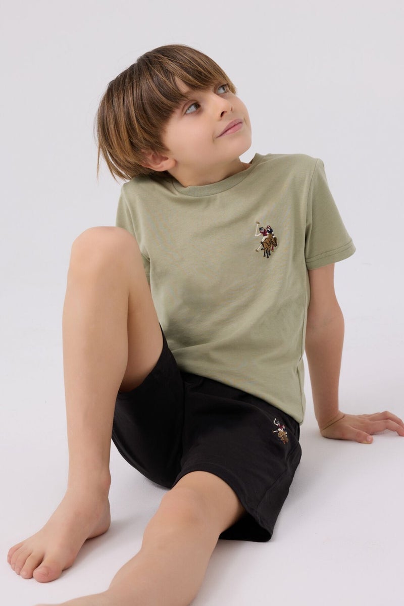 U.S. Polo Assn. طقم برمودا أولاد كاكي أزرق فاتح  - Image 3