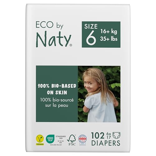 Naty Eco by Naty Baby Diapers - Plant-Based Eco-Friendly Diapers, Great for Baby Sensitive Skin and Helps Prevent Leaking (Size 6, 102 Count) - Image 1