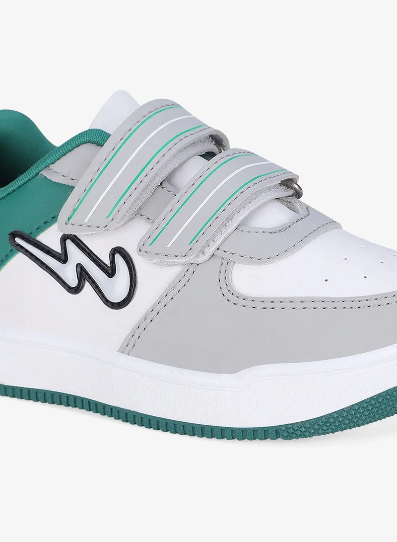 CAMPUS Wht/Grn/L.Gry Kid's White Low Top Sneakers – Cool Urban Design Shoes with Memory Foam for All-Day Comfort  | Best Price UAE