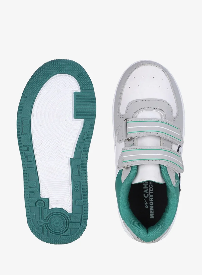 CAMPUS Wht/Grn/L.Gry Kid's White Low Top Sneakers – Cool Urban Design Shoes with Memory Foam for All-Day Comfort  | Best Price UAE