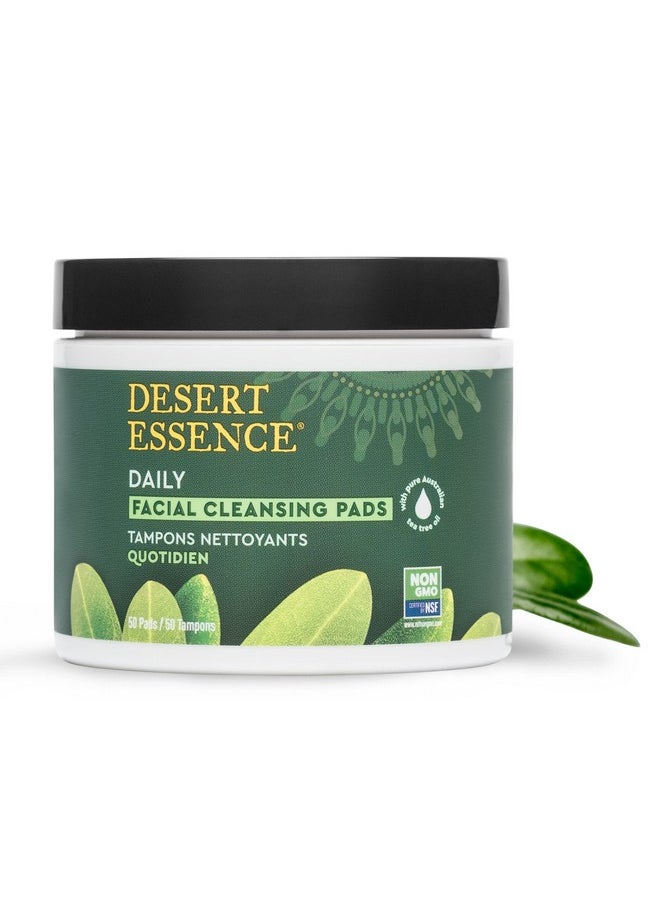 DESERT ESSENCE Desert Essence Natural Tea Tree Oil Facial Cleansing Pads - 50 Count - Pack of 3 - Face Cleanser - Soothes & Calms Skin - Makeup Remover Pads - Removes Oil & Dirt - Great for Travel - Essential Oils  - Image 2