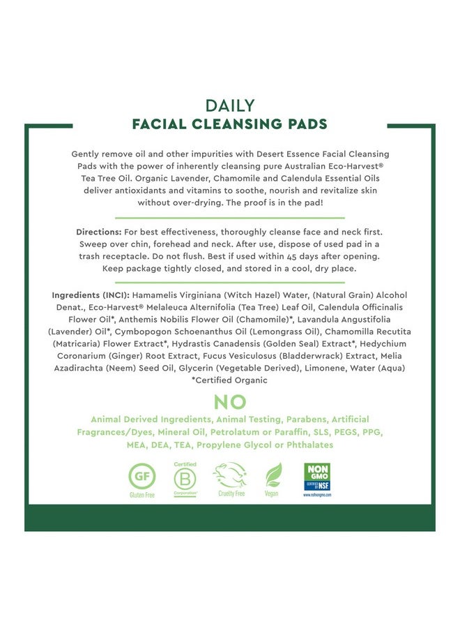 DESERT ESSENCE Desert Essence Natural Tea Tree Oil Facial Cleansing Pads - 50 Count - Pack of 3 - Face Cleanser - Soothes & Calms Skin - Makeup Remover Pads - Removes Oil & Dirt - Great for Travel - Essential Oils  - Image 5