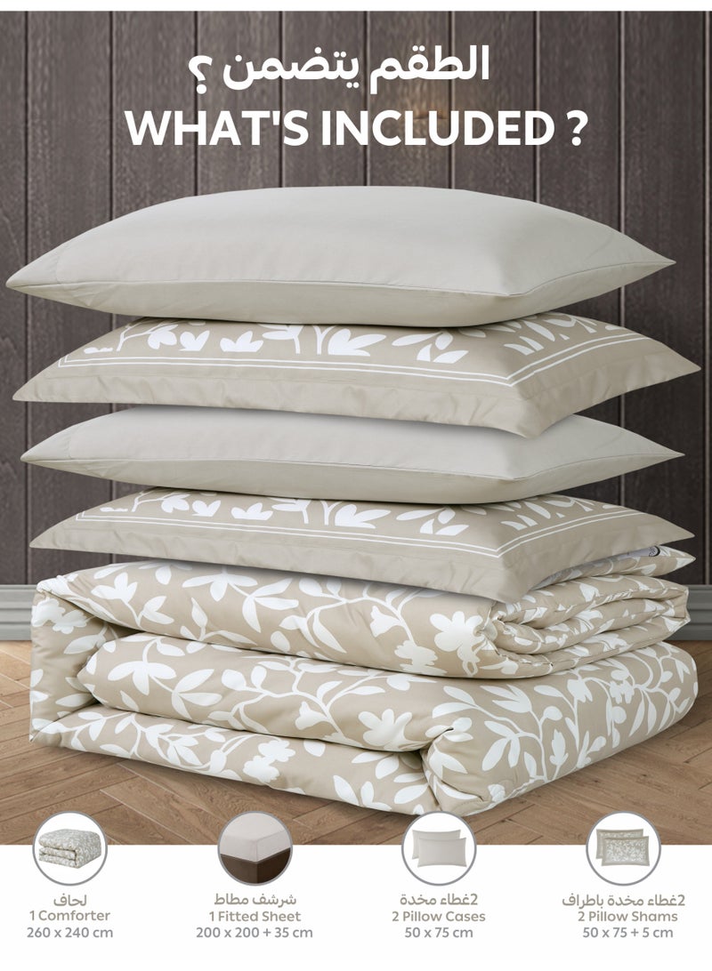 Doona Printed 6-Pcs King Comforter Bedding Set Fits 200x200cm -Includes Comforter, Fitted Sheet, Pillow Shams & Pillowcases – Soft Microfiber Fabric with Soft 350 GSm Filling - Image 4