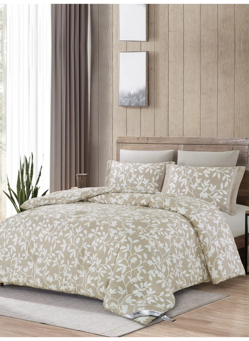Doona Printed 6-Pcs King Comforter Bedding Set Fits 200x200cm -Includes Comforter, Fitted Sheet, Pillow Shams &amp; Pillowcases – Soft Microfiber Fabric with Soft 350 GSm Filling