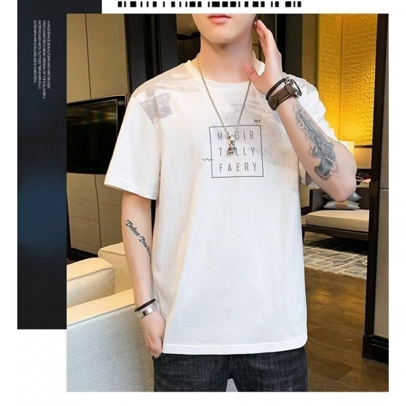 2023 Summer Mens Slim Fit T-shirt Casual Tee Top Blue