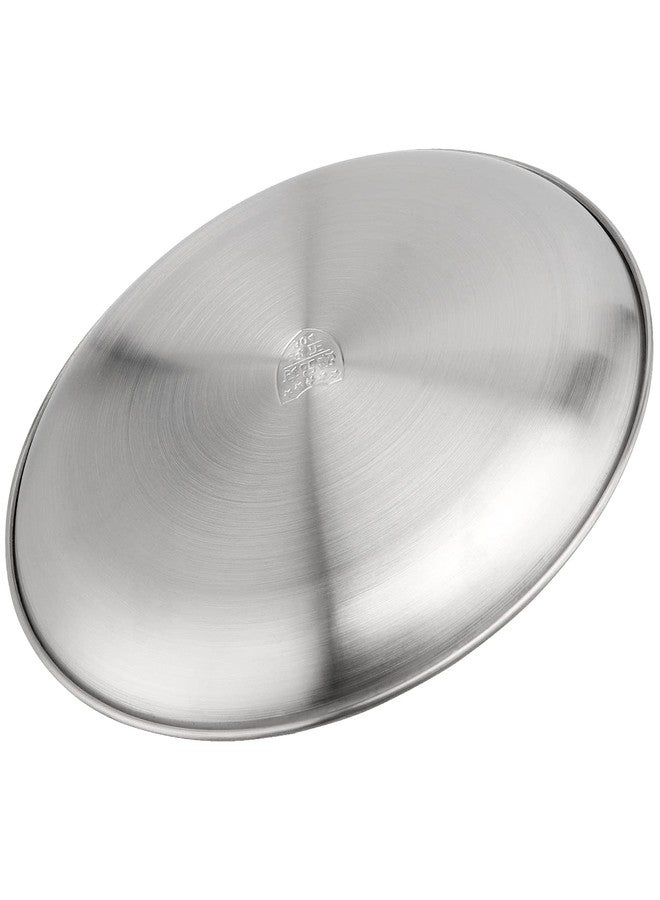 MOUYAT 4 PCS 12 Inch Large Stainless Steel Plate, 30cm Round Dinner Metal Plates, Metal Salad Steak Plates Reusable Dinner Dish for Eating Serving Camping Outdoor BBQ Home Kitchen, Polished Silver - Image 5