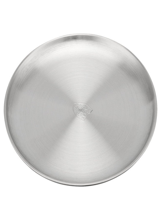 MOUYAT 4 PCS 12 Inch Large Stainless Steel Plate, 30cm Round Dinner Metal Plates, Metal Salad Steak Plates Reusable Dinner Dish for Eating Serving Camping Outdoor BBQ Home Kitchen, Polished Silver - Image 4