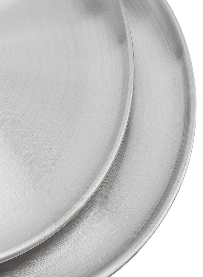 MOUYAT 4 PCS 12 Inch Large Stainless Steel Plate, 30cm Round Dinner Metal Plates, Metal Salad Steak Plates Reusable Dinner Dish for Eating Serving Camping Outdoor BBQ Home Kitchen, Polished Silver - Image 3