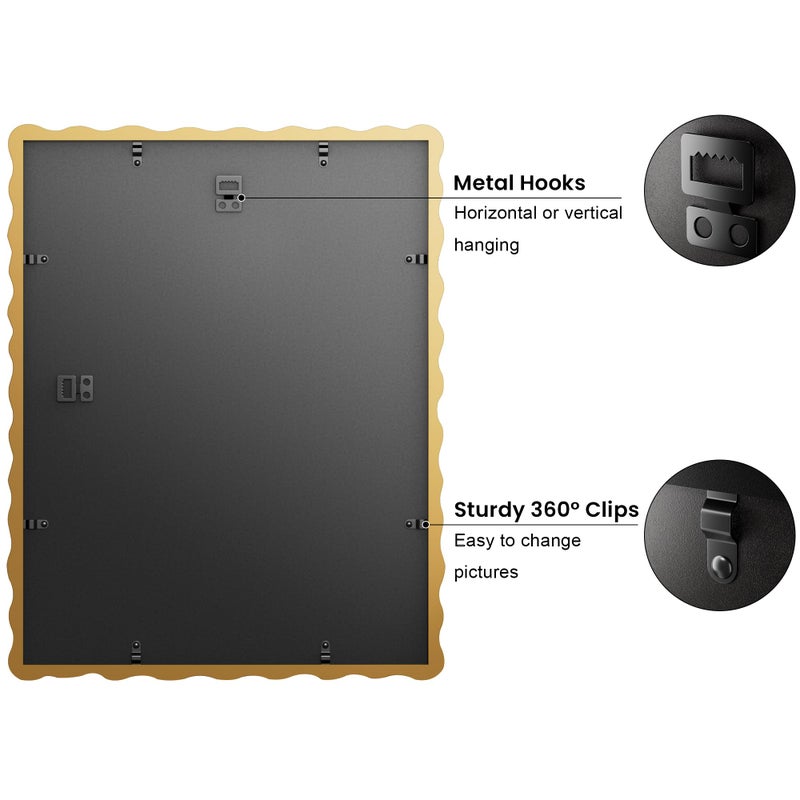 THKRLOF 11x14 Picture Frame with Mat for 8x10, Wavy Edge Wooden Real Glass Photo Frame for Wall Hanging, Yellow, 1 Pack - Image 5
