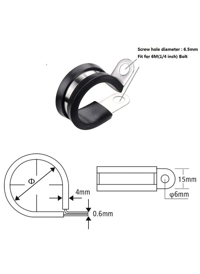 Generic SYOSI 20 Pcs Rubber Lined P Clips, 10mm Cable Clamp 2/5 Inch Stainless Steel Cable Clamp Hose Pipe Clamps Metal Wire Cable Clamp Kit for Ship Electrical Automotive Hose Cable  - Image 2