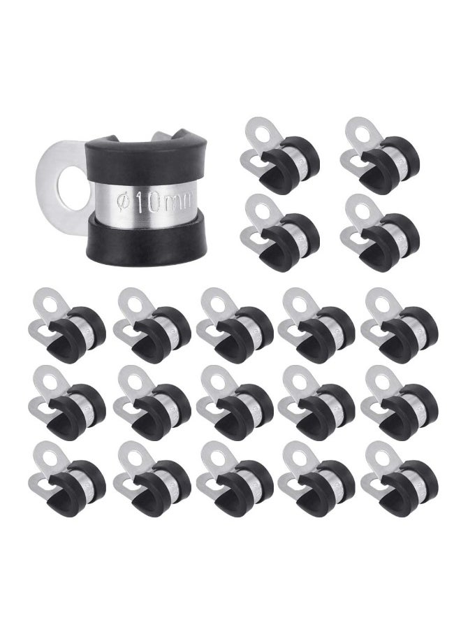Generic SYOSI 20 Pcs Rubber Lined P Clips, 10mm Cable Clamp 2/5 Inch Stainless Steel Cable Clamp Hose Pipe Clamps Metal Wire Cable Clamp Kit for Ship Electrical Automotive Hose Cable  - Image 1