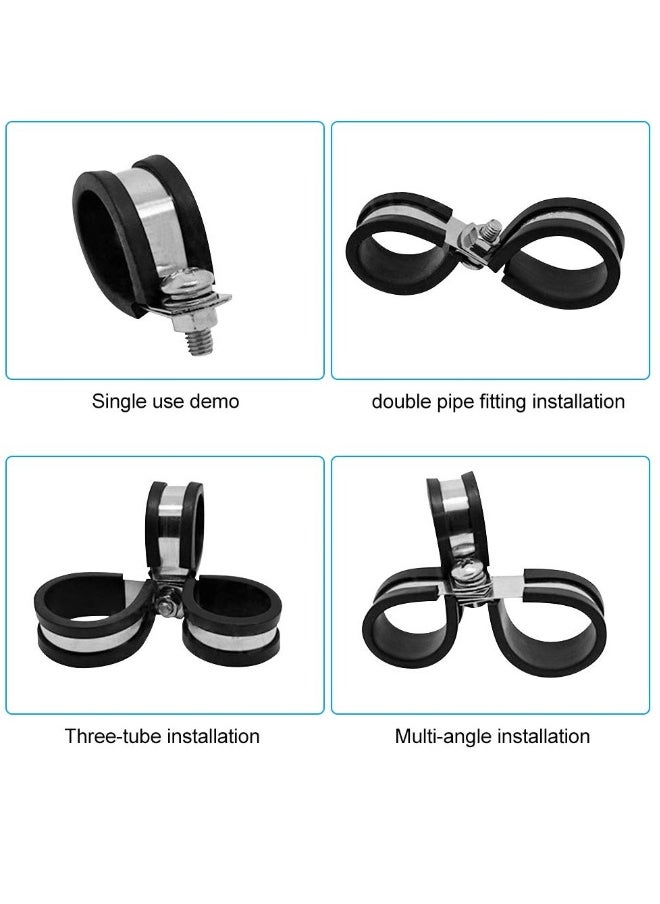 Generic SYOSI 20 Pcs Rubber Lined P Clips, 10mm Cable Clamp 2/5 Inch Stainless Steel Cable Clamp Hose Pipe Clamps Metal Wire Cable Clamp Kit for Ship Electrical Automotive Hose Cable  - Image 5