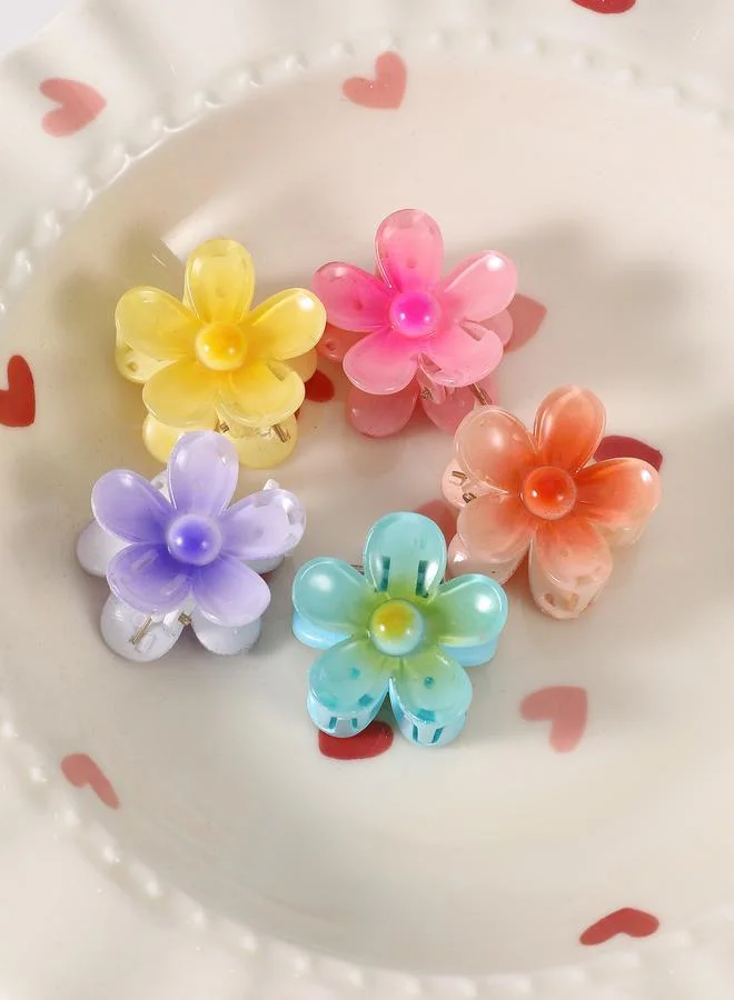 Take Two  Set of 5 - Flower Mini Hair Clips for Women | Best Price UAE