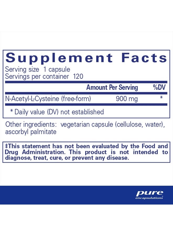 Pure Encapsulations NAC 900 ملغ - مكمل حمض أميني N-Acetyl Cysteine لدعم الرئة والمناعة، الكبد ومضادات الأكسدة* - 120 كبسولة - Image 2