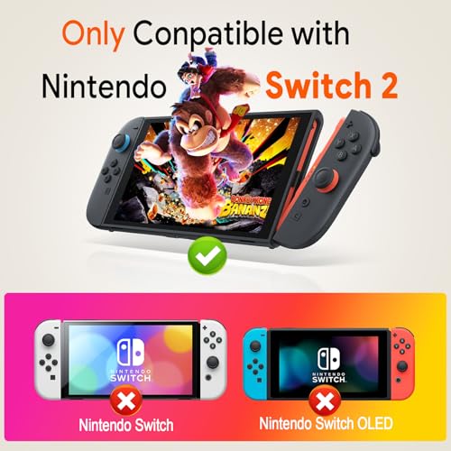Nargos Ergonomic Console Grip with 5 Game Slots for Nintendo Switch 2 (2025) - Perfect for Handheld Mode, Large Hands, and Comfortable Gaming - Hard Shell, Black (Not Compatible with Switch 1) - Image 2
