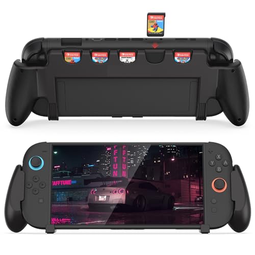 Nargos Ergonomic Console Grip with 5 Game Slots for Nintendo Switch 2 (2025) - Perfect for Handheld Mode, Large Hands, and Comfortable Gaming - Hard Shell, Black (Not Compatible with Switch 1) - Image 1