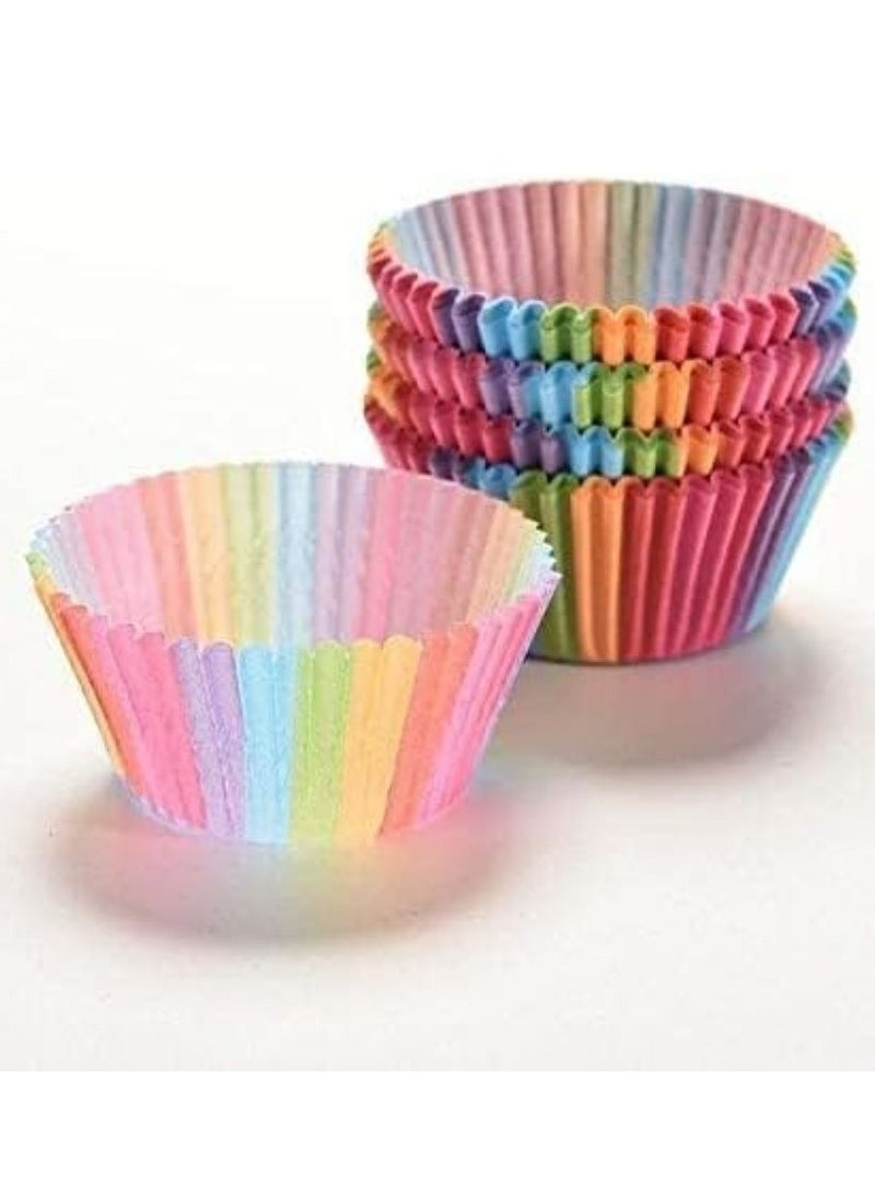Oasisgalore 100 Packs Rainbow Cupcake Liners, Baking Paper Cases for Muffins & Cupcakes  - Image 2