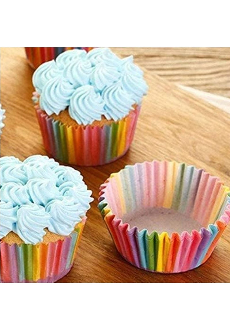 Oasisgalore 100 Packs Rainbow Cupcake Liners, Baking Paper Cases for Muffins & Cupcakes  - Image 3