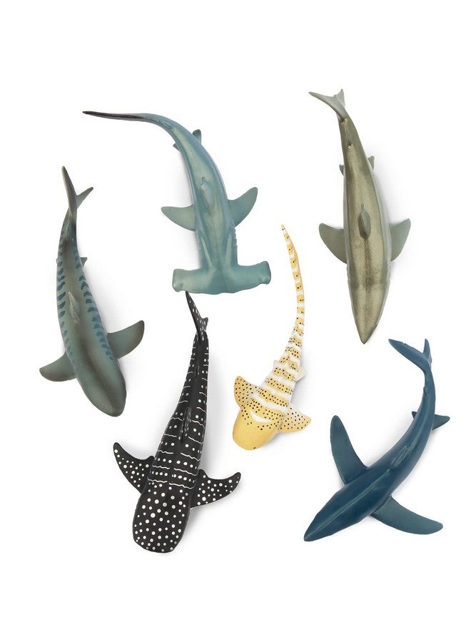 Toymany 6PC Realistic Shark Figurines Set - 5-6" Ocean Animals Bath Toys, Cake Toppers, Gifts for Kids & Toddlers - Image 2