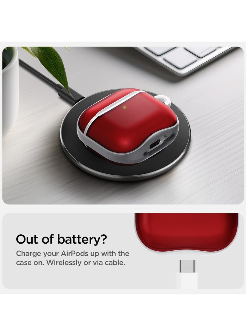 Spigen Ultra Hybrid AirPods 4 Case Cover Classic C1 with Carabiner - Ruby  - Image 5