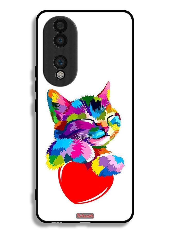 Tolwak Honor 70 Protective Case Cover Colourful Kitten - Image 2