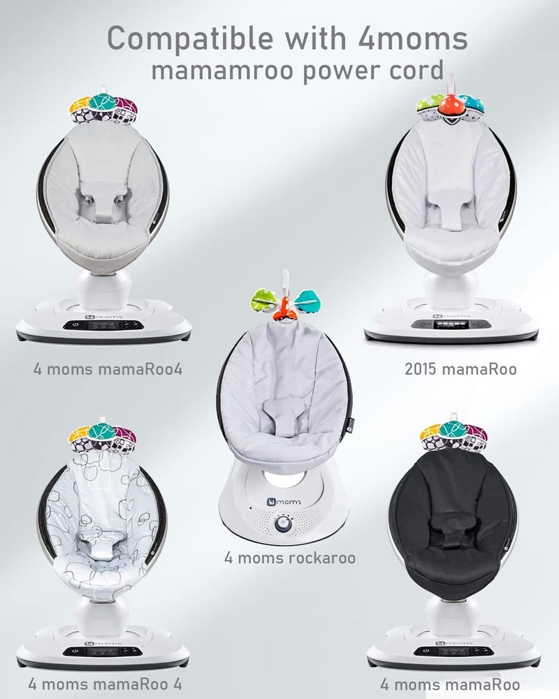 LEFXMOPHY كابل طاقة بديل LEFXMOPHY لمقعد الأطفال mamaRoo 2/4 من 4moms، شاحن مقعد الأطفال 2015 mamaRoo، أرجوحة الأطفال RockaRoo، محول AC OH-1048B1203000U 12V باللون الأبيض - Image 2