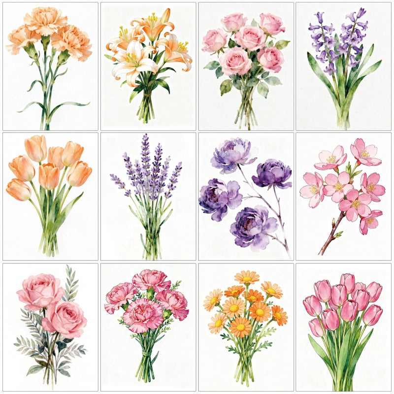 Caydo 12 Pack Flower Themed Diamond Painting Kits for Adults - Full Drill 5D DIY Paint Gem Art - A Relaxing Craft for Home Wall Decor(6x6inch) - Image 3