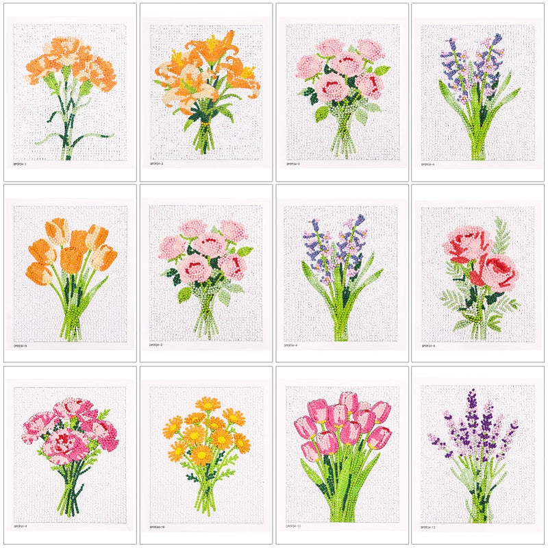 Caydo 12 Pack Flower Themed Diamond Painting Kits for Adults - Full Drill 5D DIY Paint Gem Art - A Relaxing Craft for Home Wall Decor(6x6inch) - Image 1