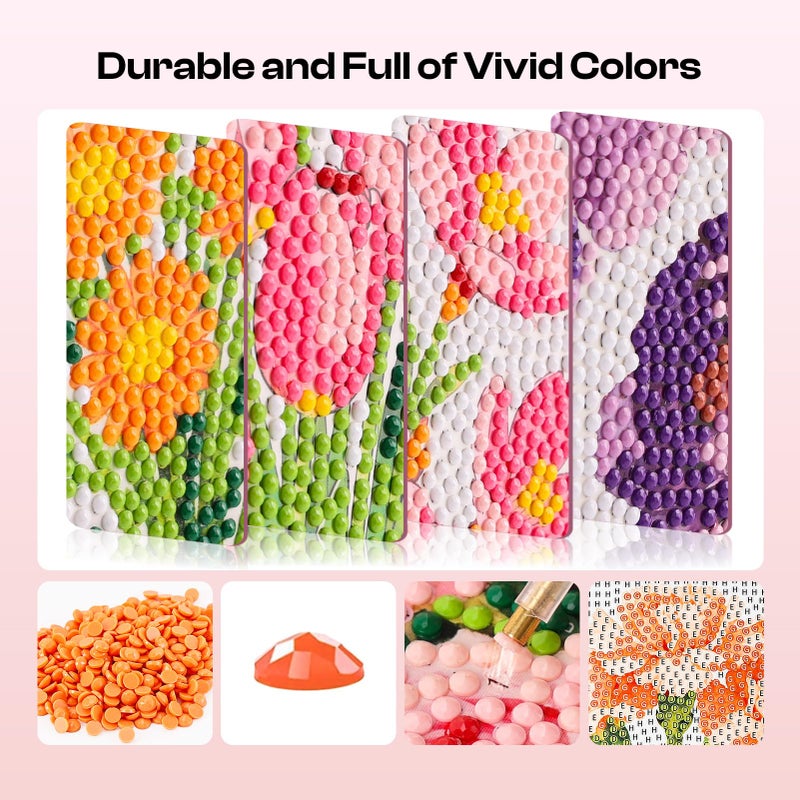 Caydo 12 Pack Flower Themed Diamond Painting Kits for Adults - Full Drill 5D DIY Paint Gem Art - A Relaxing Craft for Home Wall Decor(6x6inch) - Image 5