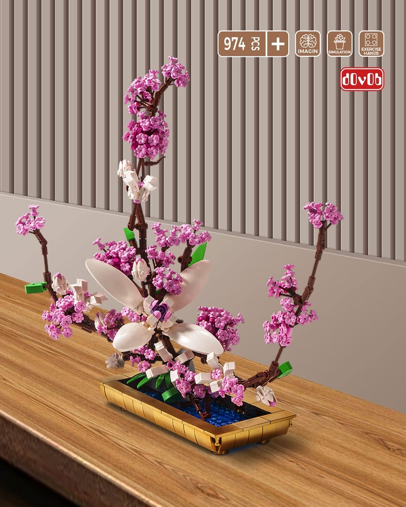 dOvOb Decor Lilac Bonsai Plant Building Blocks Set, Flower Bouquet Model Toys as Gift for Adult, Idea Display Pieces for The Home or Office(974 Pieces) - Image 4