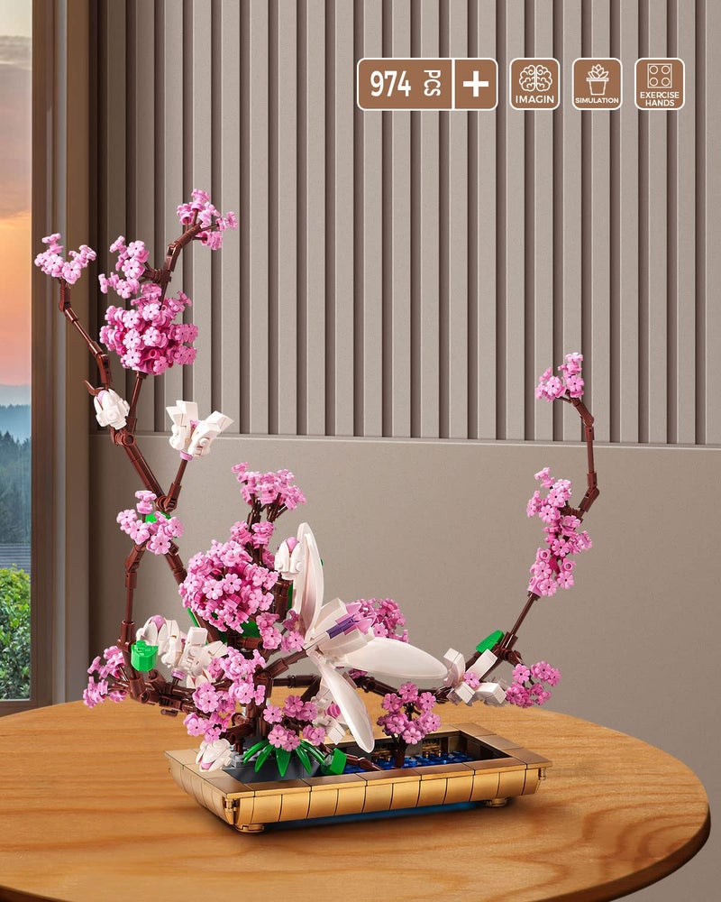 dOvOb Decor Lilac Bonsai Plant Building Blocks Set, Flower Bouquet Model Toys as Gift for Adult, Idea Display Pieces for The Home or Office(974 Pieces) - Image 5