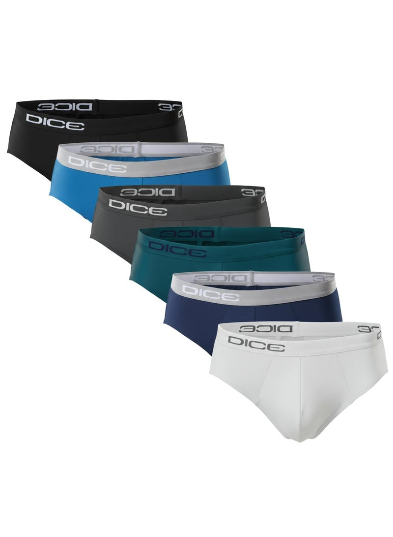Dice Men's Briefs, Multicolor Pack of 6, Cotton Lycra, Low Rise Underwear - Image 1