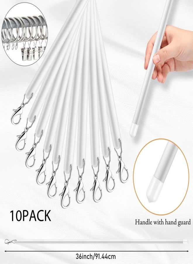 Shimeyao 10 Pack 36 Inch Acrylic Curtain Pull Wands Drapery Pull Rod White Versatile Fiberglass Blinds Wand Kits with Rings and Hooks for Opening Closing Curtains Homes Offices Window Opener - Image 2