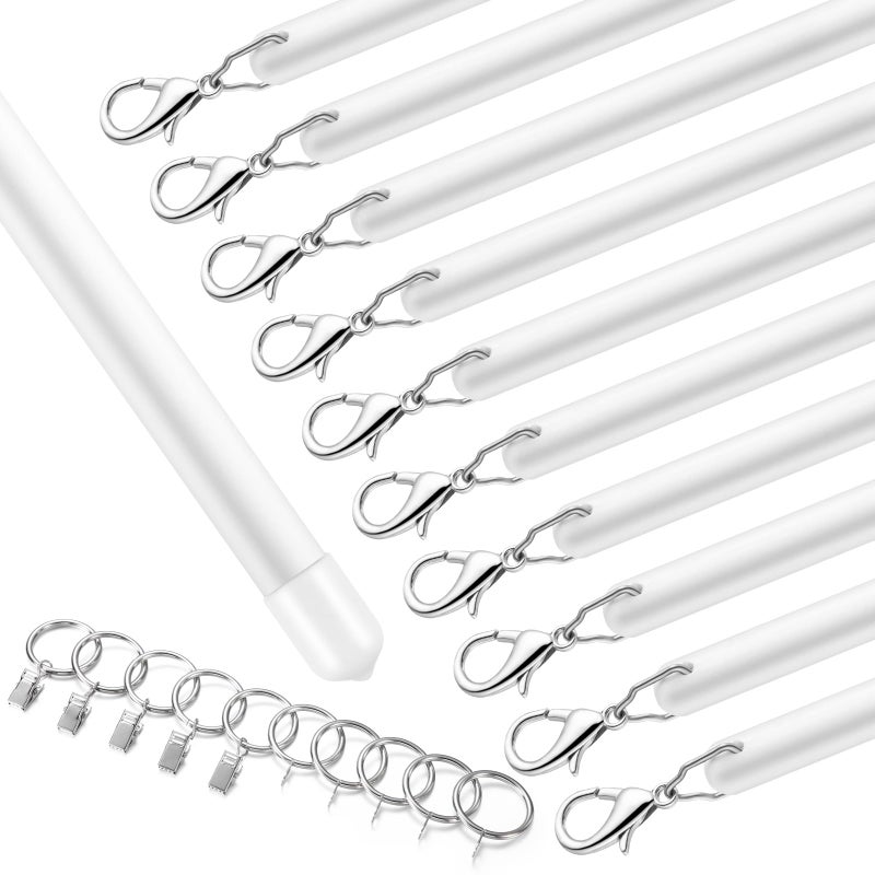 Shimeyao 10 Pack 36 Inch Acrylic Curtain Pull Wands Drapery Pull Rod White Versatile Fiberglass Blinds Wand Kits with Rings and Hooks for Opening Closing Curtains Homes Offices Window Opener - Image 1