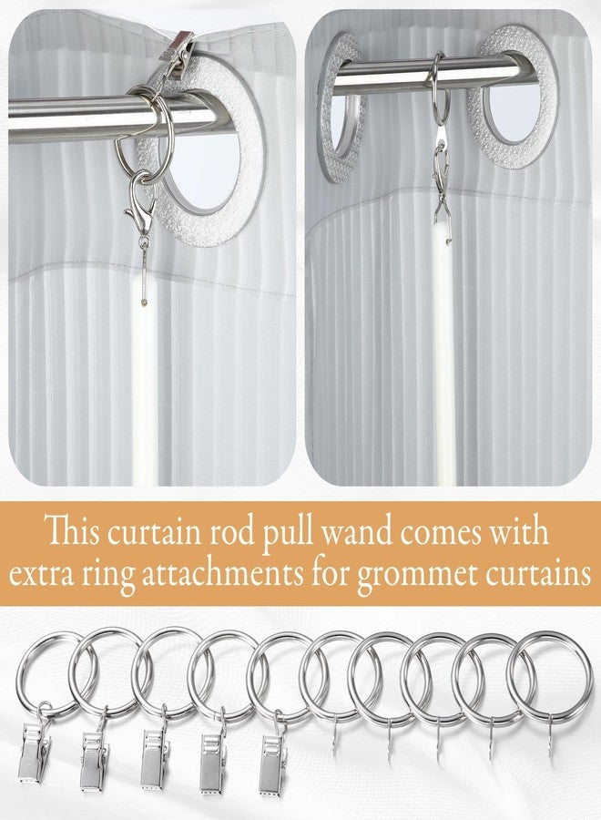 Shimeyao 10 Pack 36 Inch Acrylic Curtain Pull Wands Drapery Pull Rod White Versatile Fiberglass Blinds Wand Kits with Rings and Hooks for Opening Closing Curtains Homes Offices Window Opener - Image 3