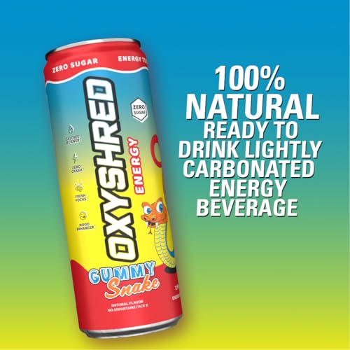 EHP Labs OxyShred Healthy Energy Drink - Zero Sugar Energy Drinks with Amino Acids, Green Tea Extract, Vitamin C & L Carnitine - Zero Carbs, Zero Calories, Clean Caffeine, Gummy Snake (12-Pack) - Image 5