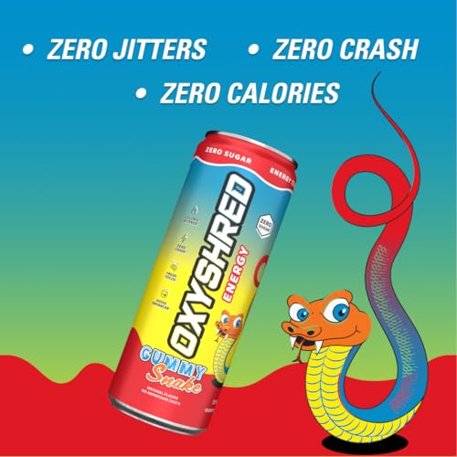 EHP Labs OxyShred Healthy Energy Drink - Zero Sugar Energy Drinks with Amino Acids, Green Tea Extract, Vitamin C & L Carnitine - Zero Carbs, Zero Calories, Clean Caffeine, Gummy Snake (12-Pack) - Image 4