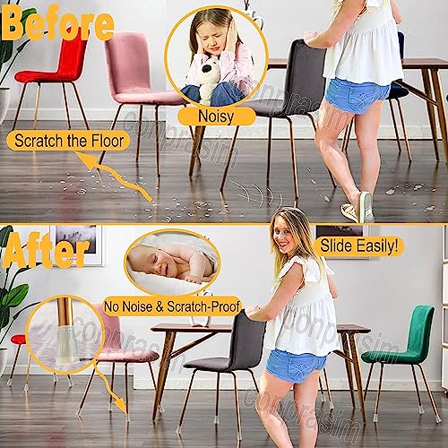 Conprasim Extra Small Silicone Chair Leg Floor Protectors with Felt, FIT 19/32” to 15/16” Glide Chair Leg Caps Silicon Furniture Leg Feet Cover Bottom Slide Protect Hardwood Floors No Scratches No Noise 24 Pack - Image 4