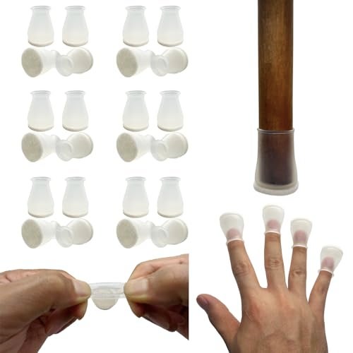 Conprasim Extra Small Silicone Chair Leg Floor Protectors with Felt, FIT 19/32” to 15/16” Glide Chair Leg Caps Silicon Furniture Leg Feet Cover Bottom Slide Protect Hardwood Floors No Scratches No Noise 24 Pack - Image 1