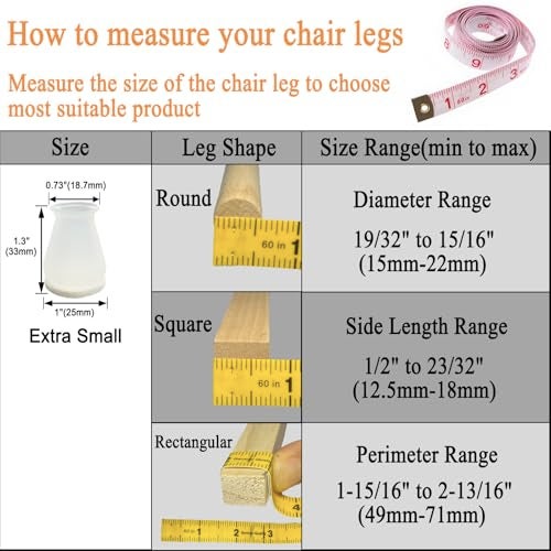 Conprasim Extra Small Silicone Chair Leg Floor Protectors with Felt, FIT 19/32” to 15/16” Glide Chair Leg Caps Silicon Furniture Leg Feet Cover Bottom Slide Protect Hardwood Floors No Scratches No Noise 24 Pack - Image 3