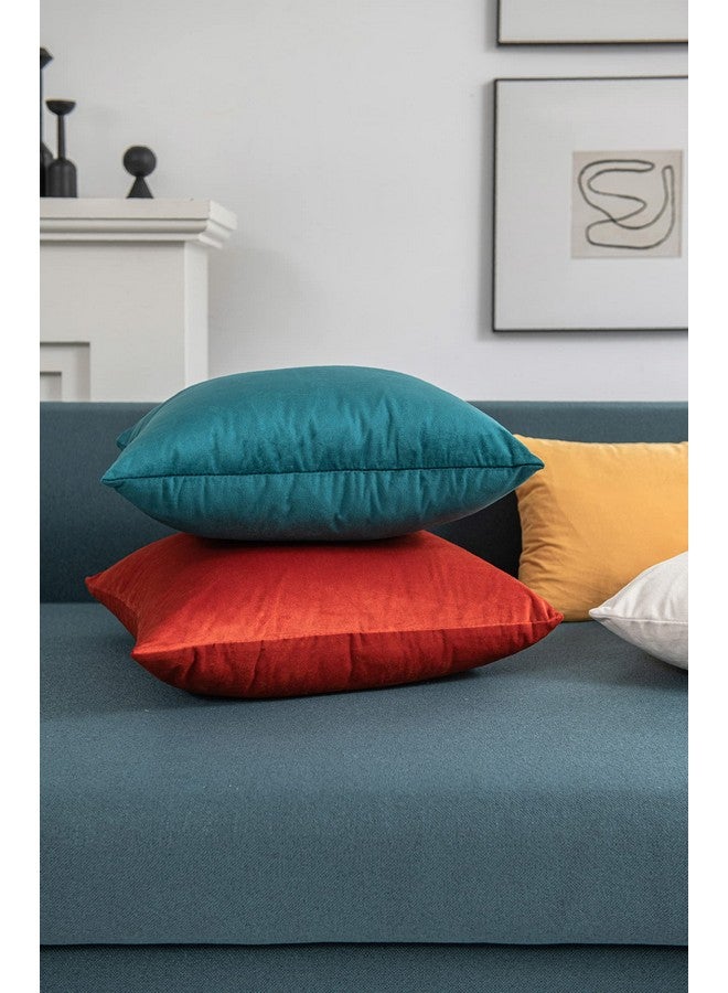 DEZENE Throw Pillow Covers, 2 Pack Super Soft Velvet Decorative Pillow Cases, Luxury Accent Rectangular Pillowcases, Square Cushion Covers for Farmhouse,Couch,Sofa, 18 x 18 Inch, Teal - Image 5