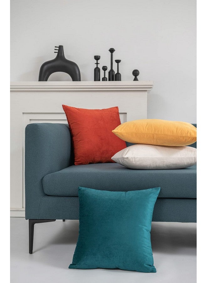DEZENE Throw Pillow Covers, 2 Pack Super Soft Velvet Decorative Pillow Cases, Luxury Accent Rectangular Pillowcases, Square Cushion Covers for Farmhouse,Couch,Sofa, 18 x 18 Inch, Teal - Image 4