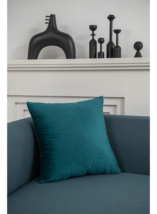 DEZENE Throw Pillow Covers, 2 Pack Super Soft Velvet Decorative Pillow Cases, Luxury Accent Rectangular Pillowcases, Square Cushion Covers for Farmhouse,Couch,Sofa, 18 x 18 Inch, Teal - Image 3