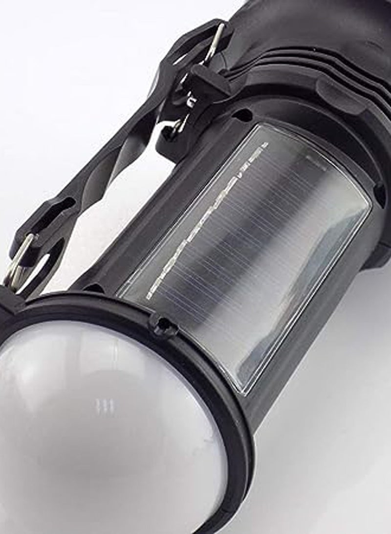 LED flashlight, solar rechargeable built-in battery flashlight, portable lantern light, suitable for hiking, fishing, camping - Image 3