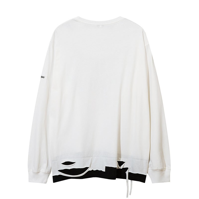 | 2022 men's and women's lovers autumn Europe and the United States dark loose long sleeve fake two T-shirt foreign trade T-shirt wholesale dark wind - Image 5