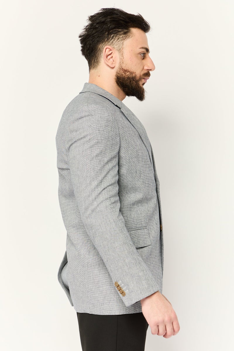 ESPRIT Men Regular Fit Solid Semi Formal Blazer, Grey - Image 2
