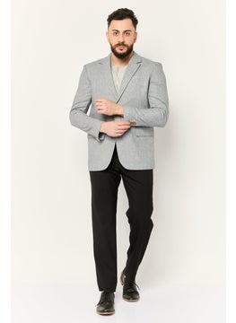 ESPRIT Men Regular Fit Solid Semi Formal Blazer, Grey  - Image 4