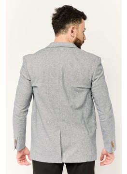 ESPRIT Men Regular Fit Solid Semi Formal Blazer, Grey  - Image 3